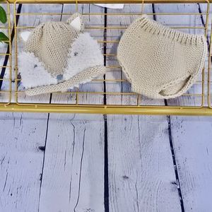 Baby Photo Prop Hat and Diaper Cover Fox Knitted One Size